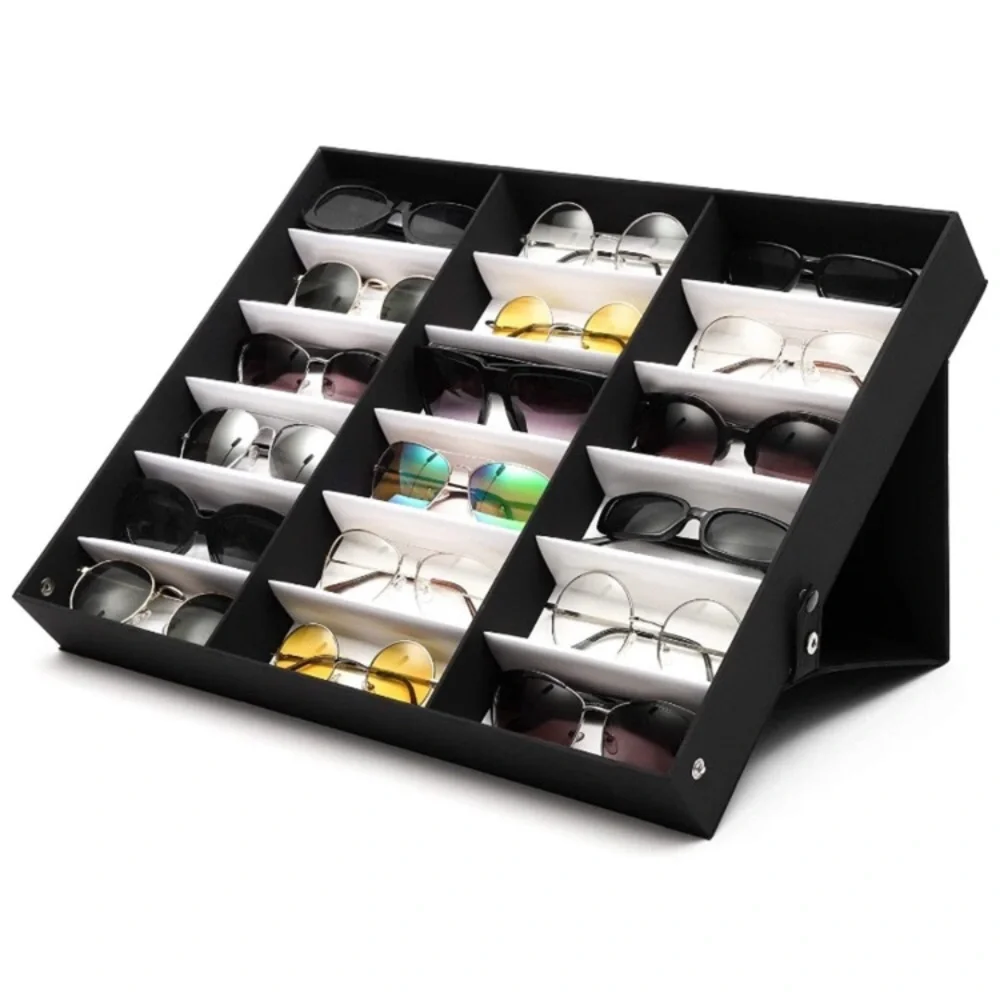 Sunglasses Organizer Stand, 18 Slot Display Case